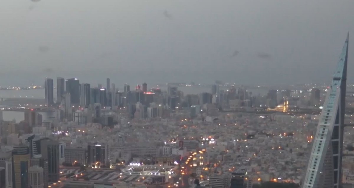 Numerous smoke clouds seen in the sky in Bahrain
