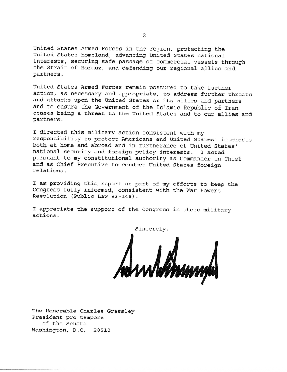 Trump formally notified Congress of the resumption of military activities against Iran on July 10 under the war powers resolution. Dems say the war is illegal and the president cannot restart the 60-day clock for military action