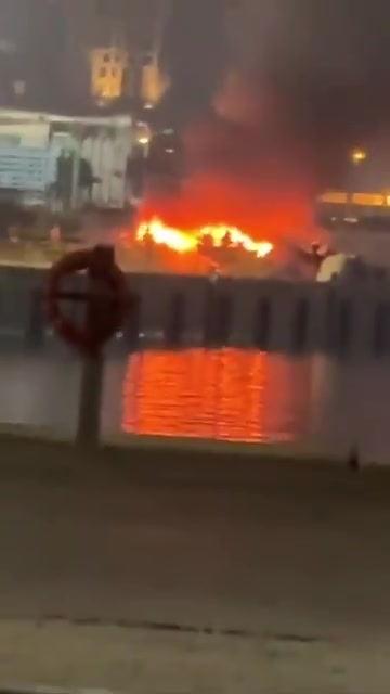 Footage shows a fire burning on Kish Island 