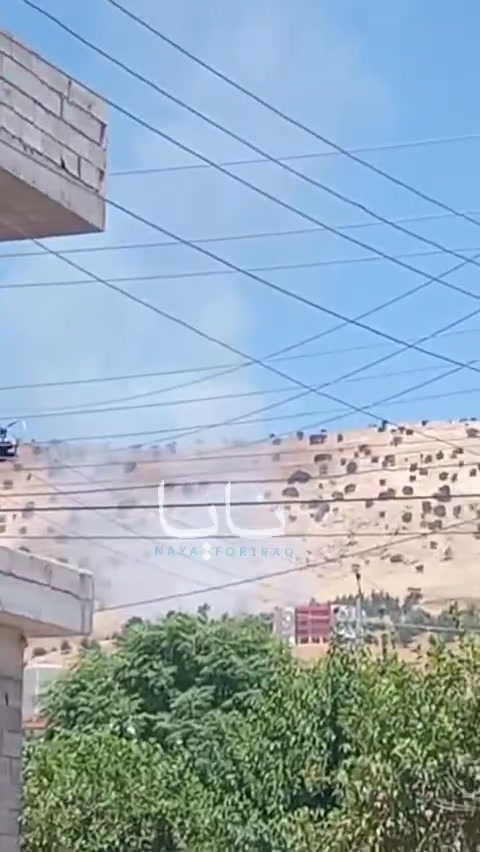 Scenes from the bombing that targeted the headquarters of the Iranian Kurdish opposition in the Qada'a of Koya, within the Erbil Governorate.