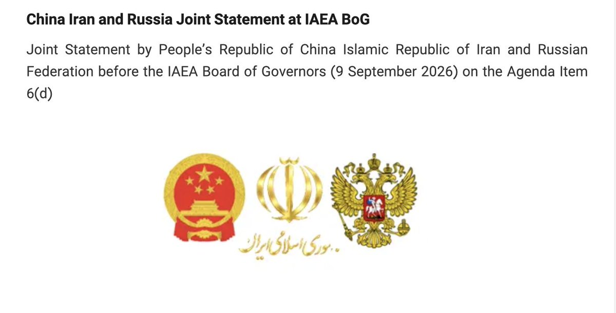 China, Iran and Russia jointly rejected a draft resolution introduced by the U.S., Britain, France and Germany at the IAEA Board of Governors, the U.N. nuclear watchdog's policymaking body, calling for Iran's nuclear file to be referred to the U.N. Security Council