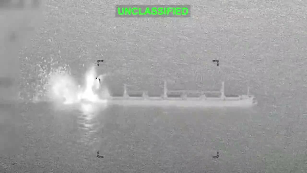 Newly released footage of US forces striking the engine room of the cargo vessel M/V Ocean Molica as it attempted to run the blockade of Iran yesterday