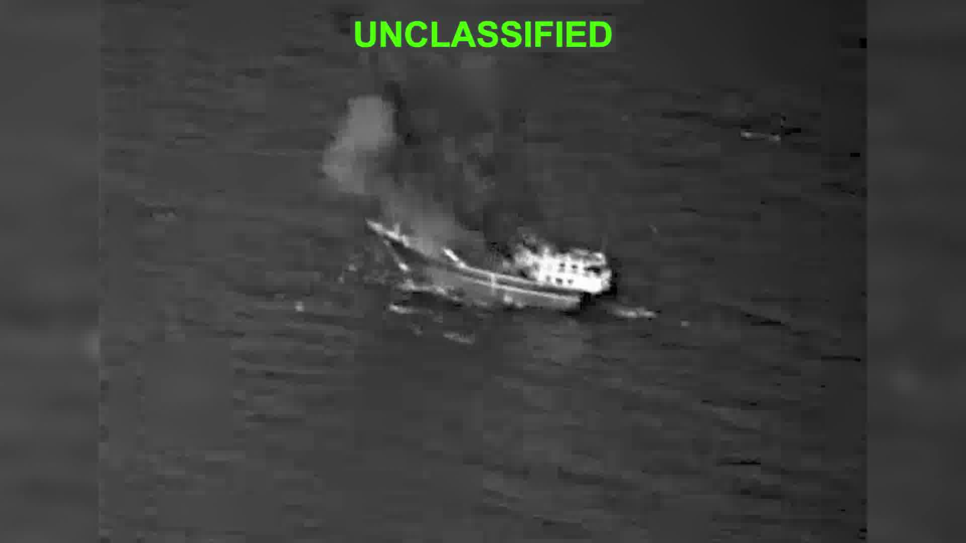 A U.S. military official says American forces destroyed a dhow used by Iranian spotters to identify ships, including U.S. warships, for IRGC targeting last week. Crew members were ordered off before the strike